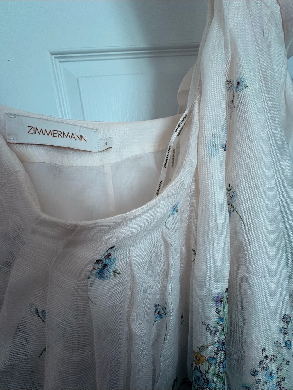 NWOT Zimmermann Ivory Floral Tie-Strap Maxi Dress with Pastel Border AUS4-US12 - Picture 3 of 9